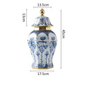 Floral blue & white porcelain general jar vase – living room decor