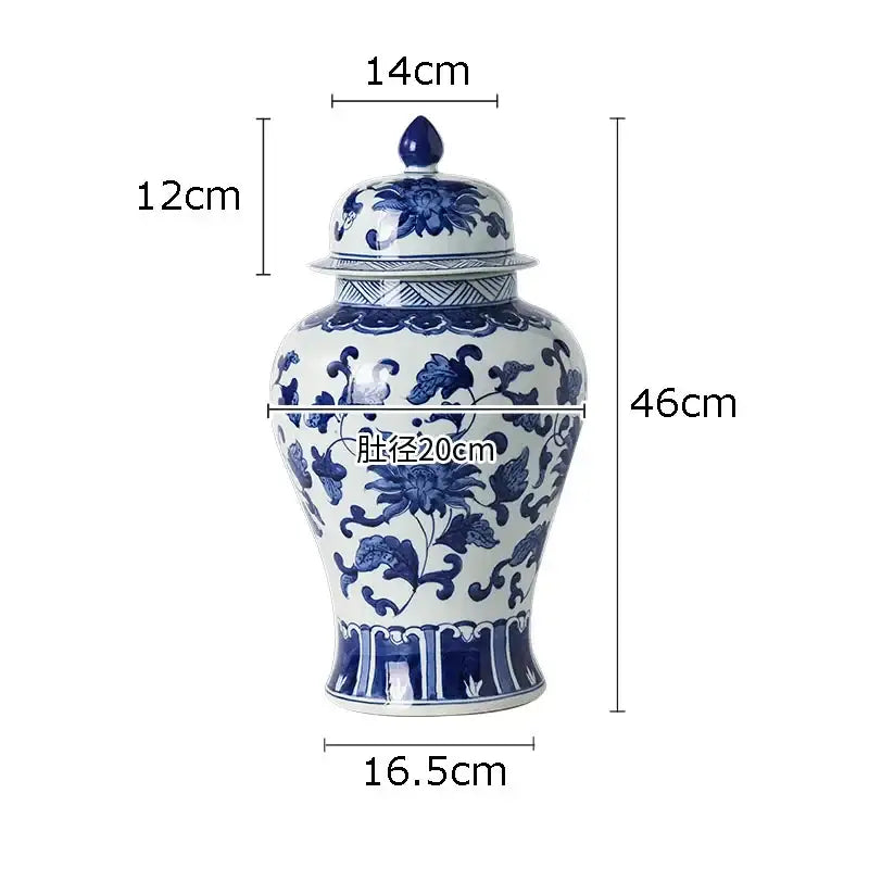 Floral blue & white porcelain tea canister – dining room decor