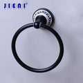 Floral ceramic black stainless steel towel ring bathroom decor