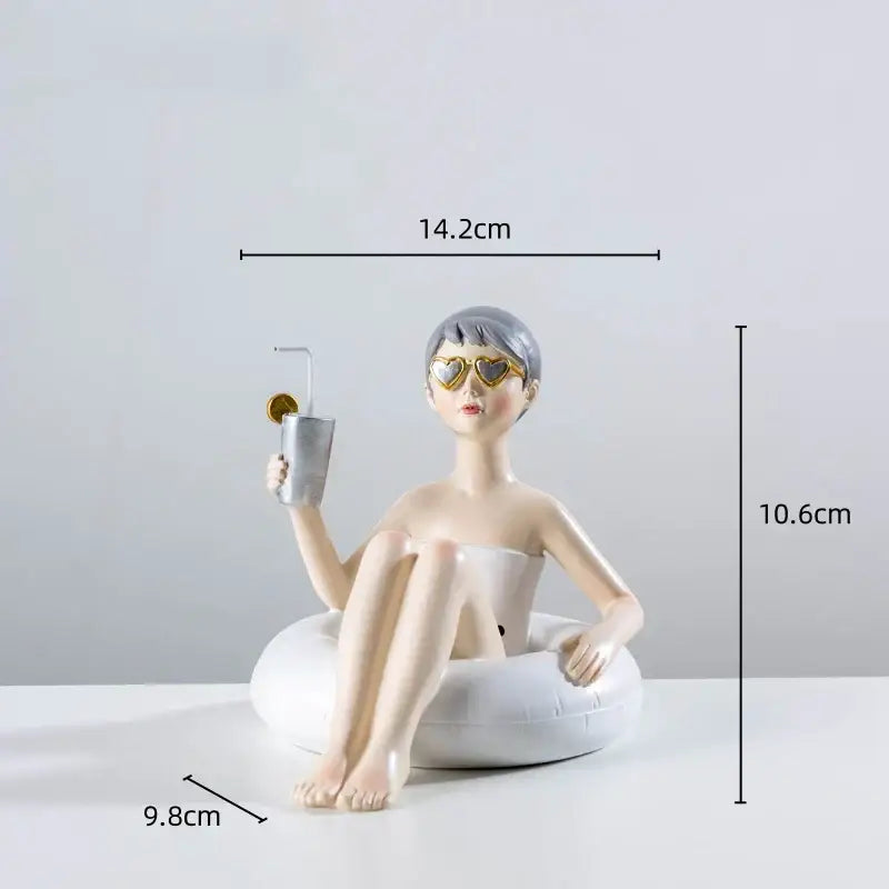 Floral crown woman resin figure sculpture living room decor