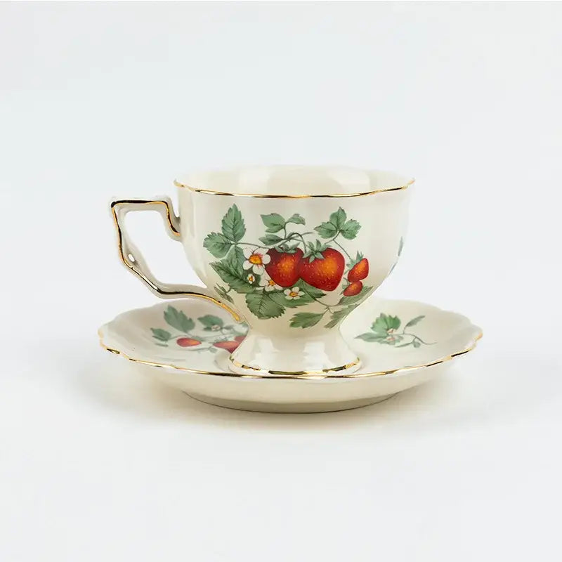 Floral lemon cream porcelain tea set dining room gold trimmed