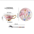 Floral lily flower tea set with gold rim – dining room porcelain mug