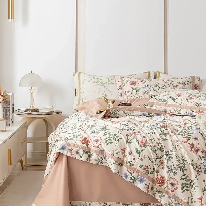 Floral pastel 100s egyptian cotton bedding set for bedroom