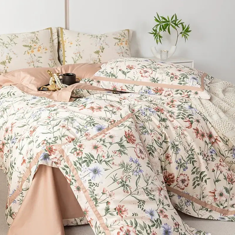 Floral pastel 100s egyptian cotton bedding set for bedroom