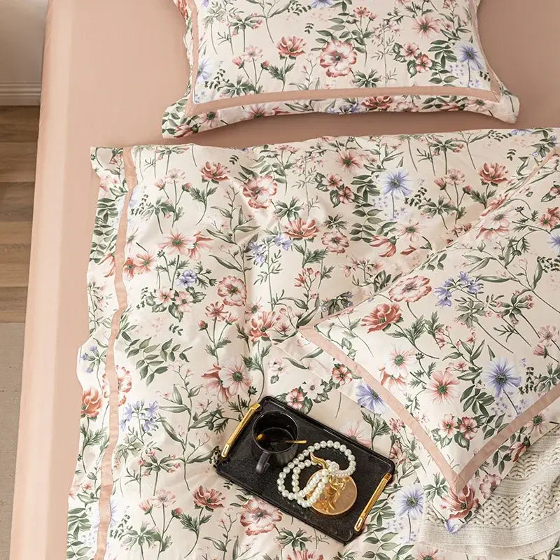 Floral pastel 100s egyptian cotton bedding set for bedroom