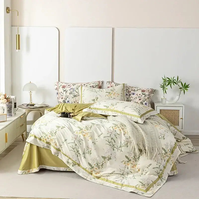 Floral pastel 100s egyptian cotton bedding set for bedroom