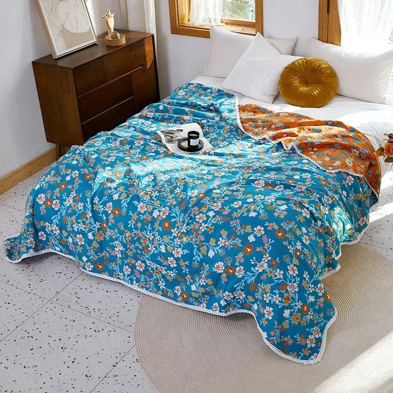 Floral patchwork breathable cotton gauze sofa cover living room decor