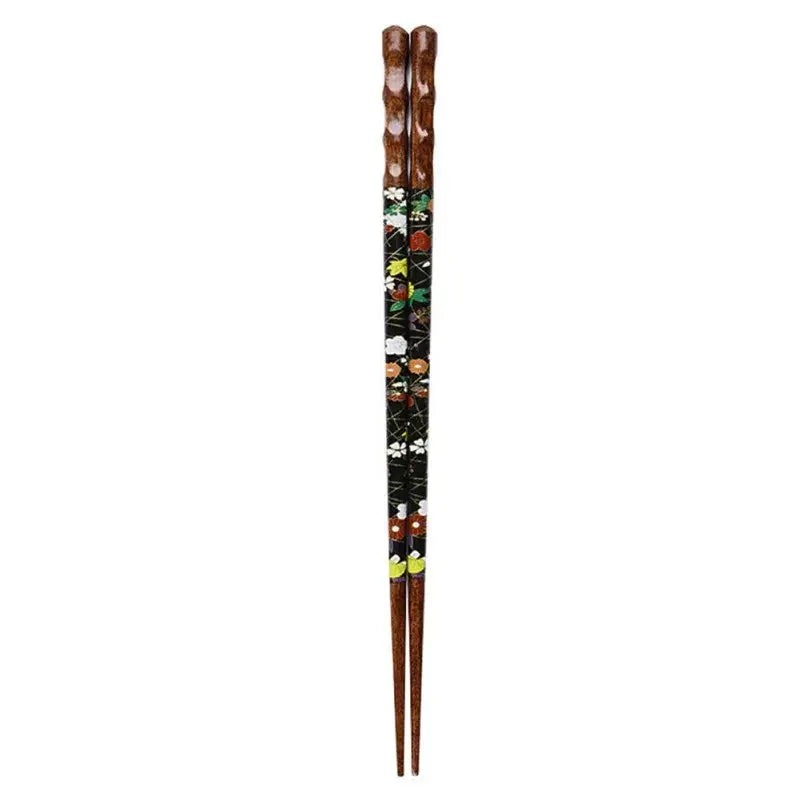 Floral patterned bamboo wood chopsticks set – dining room gift box