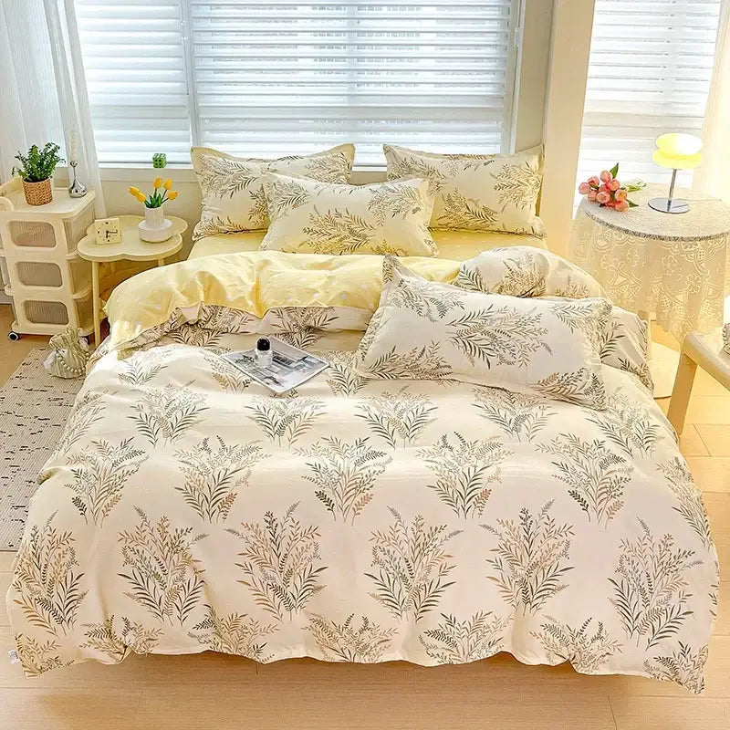 Floral pink & blue rose cotton printed bedding set bedroom comforter