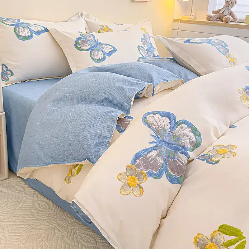 Floral puppy cotton printed bedding set bedroom duvet cover