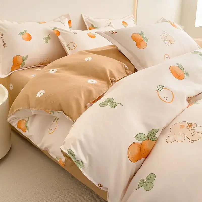 Floral puppy cotton printed bedding set bedroom duvet cover