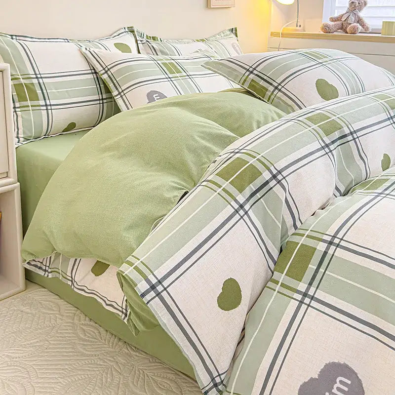 Floral puppy cotton printed bedding set bedroom duvet cover