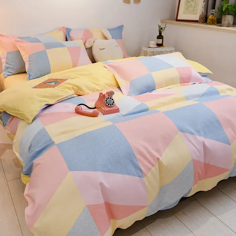 Floral puppy cotton printed bedding set bedroom duvet cover