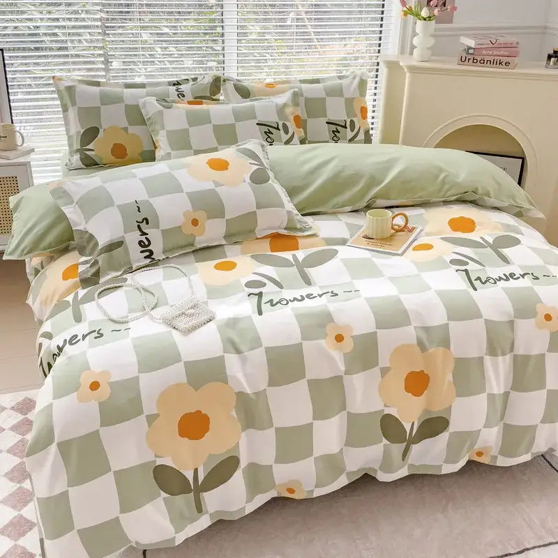 Floral puppy cotton printed bedding set bedroom duvet cover