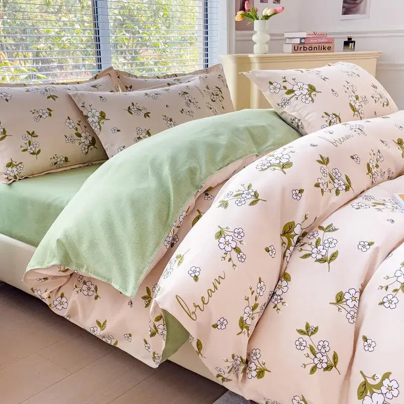 Floral puppy cotton printed bedding set bedroom duvet cover