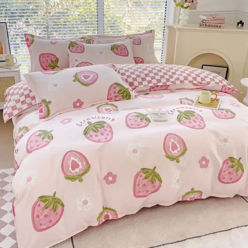 Floral puppy cotton printed bedding set bedroom duvet cover
