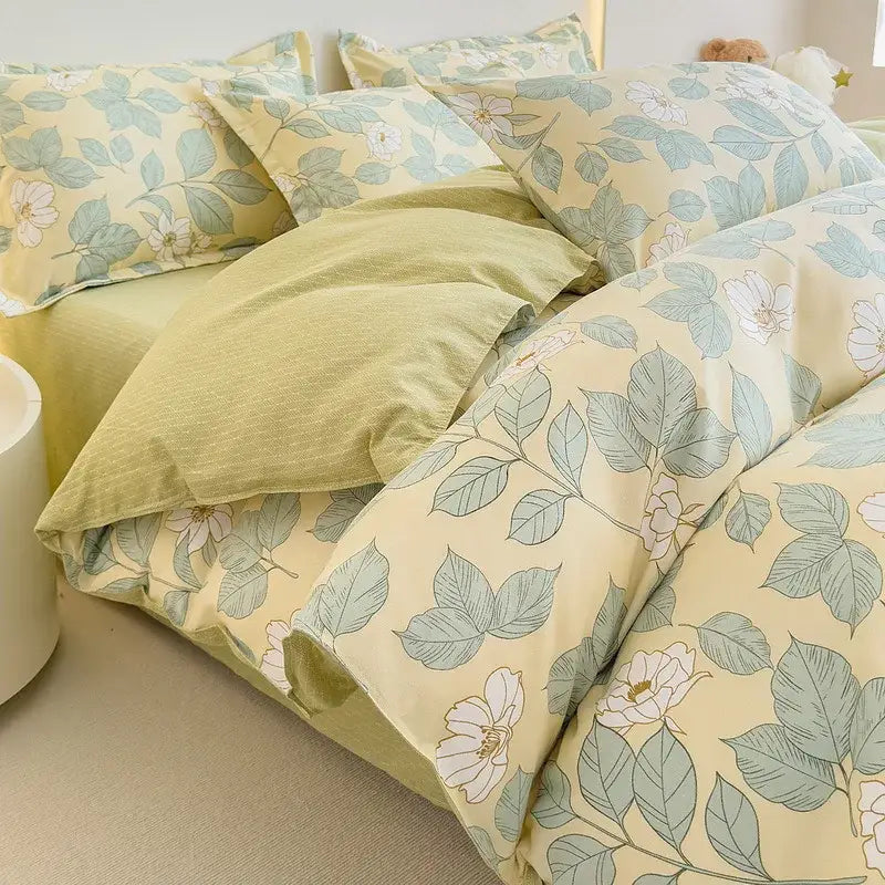 Floral puppy cotton printed bedding set bedroom duvet cover
