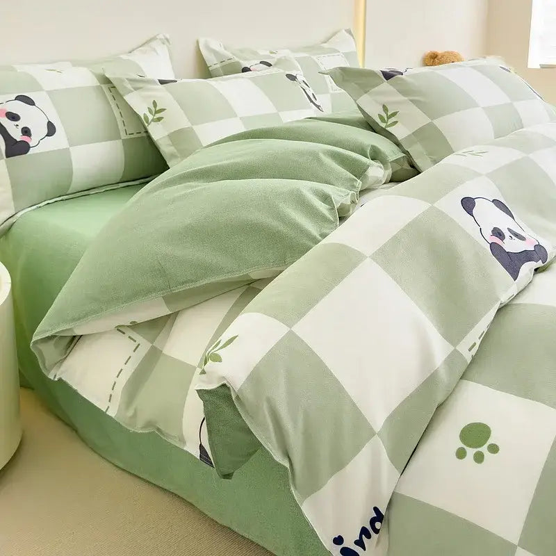Floral puppy cotton printed bedding set bedroom duvet cover