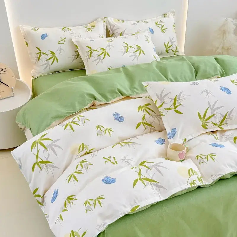 Floral puppy cotton printed bedding set bedroom duvet cover