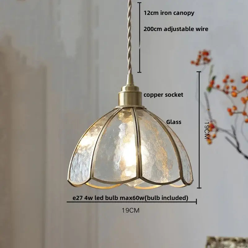 Floral red and amber glass pendant lamp dining room hanging light