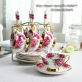Floral red rose bone china tea set – dining room porcelain set
