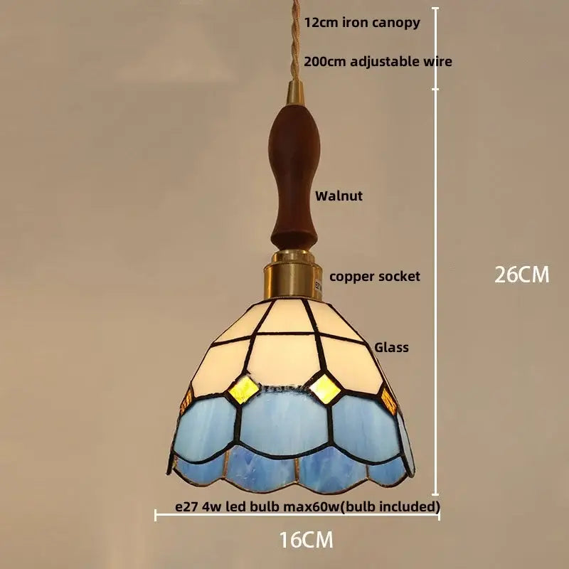 Floral stained glass pendant light dining room colorful glass led