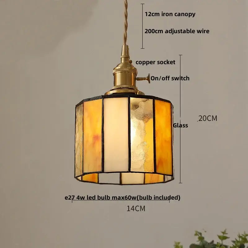 Floral stained glass pendant light dining room colorful glass led