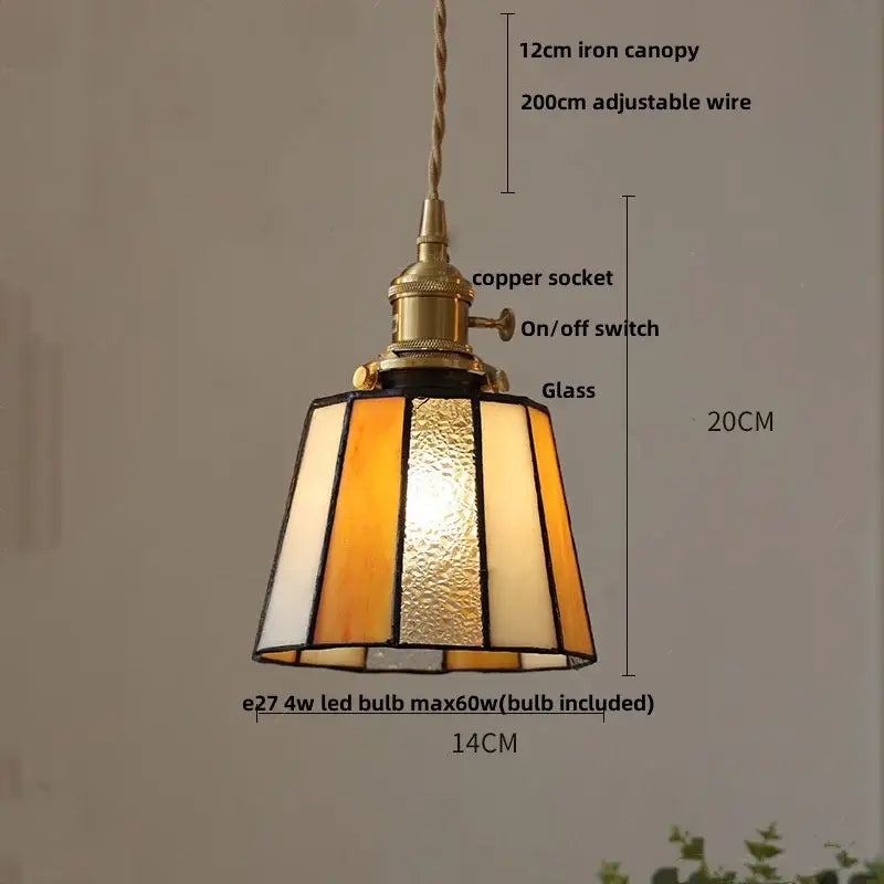Floral stained glass pendant light dining room colorful glass led