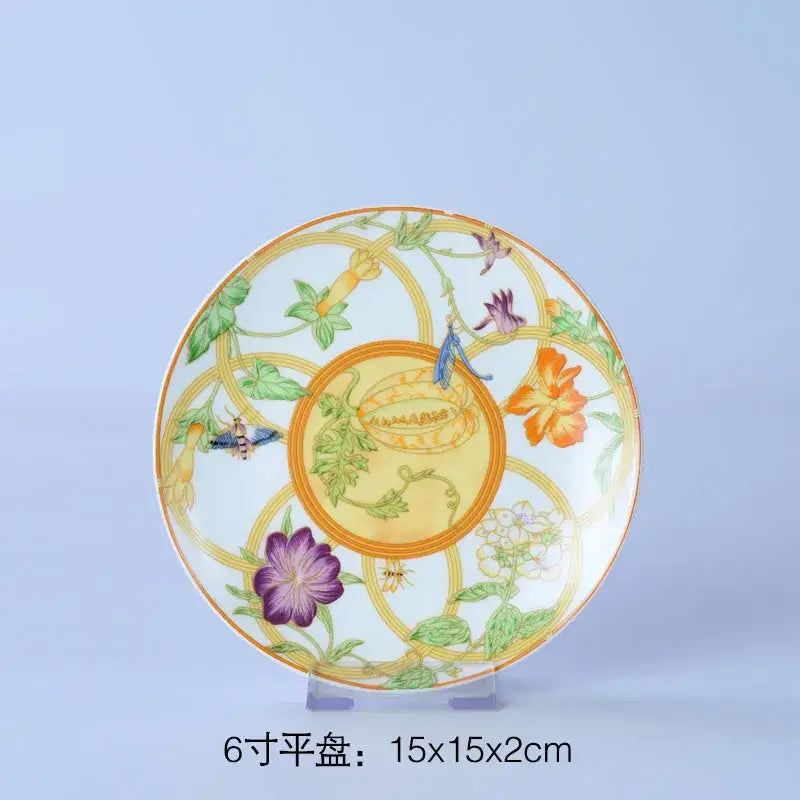 Floral turquoise & gold bone dinnerware set dining room tableware