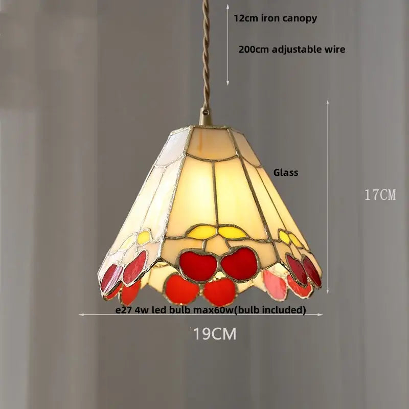 Floral yellow & green glass brass pendant lamp for kitchen