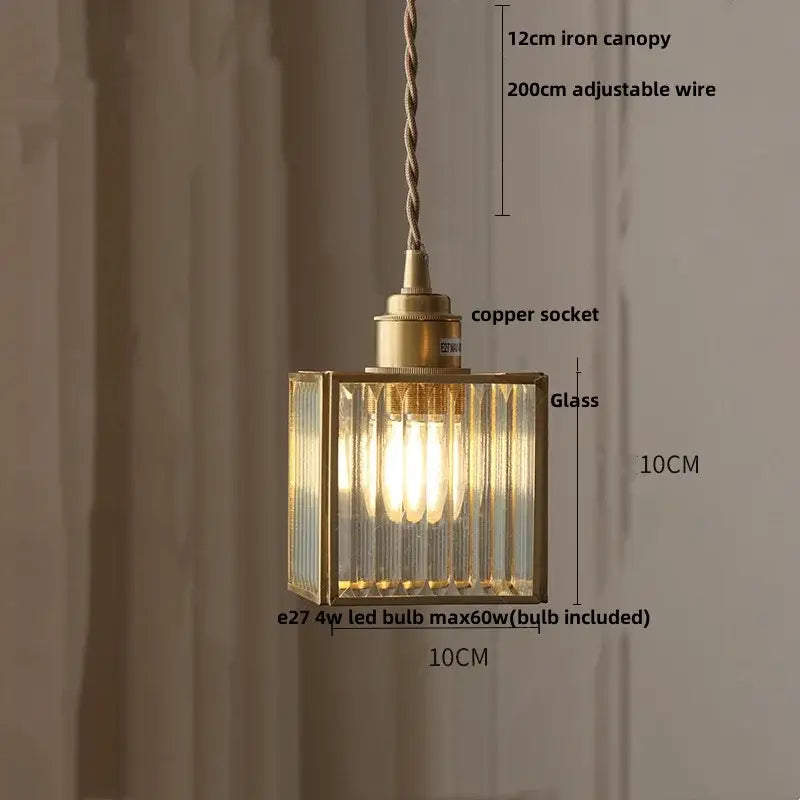 Floral yellow & green glass brass pendant lamp for kitchen
