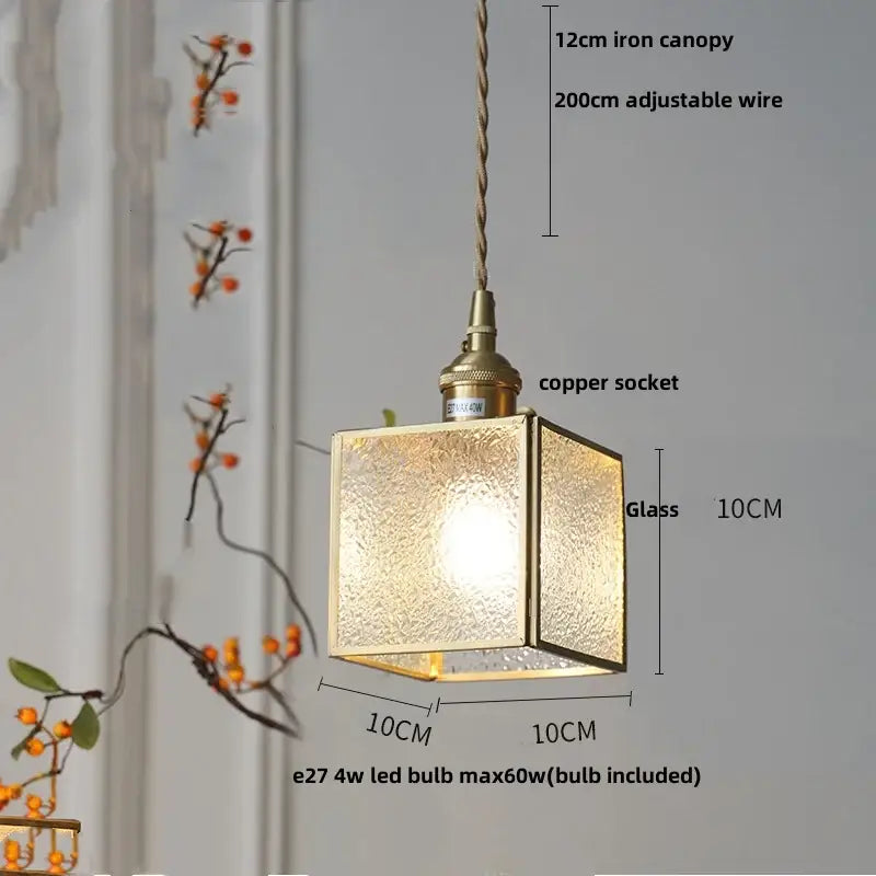 Floral yellow & green glass brass pendant lamp for kitchen