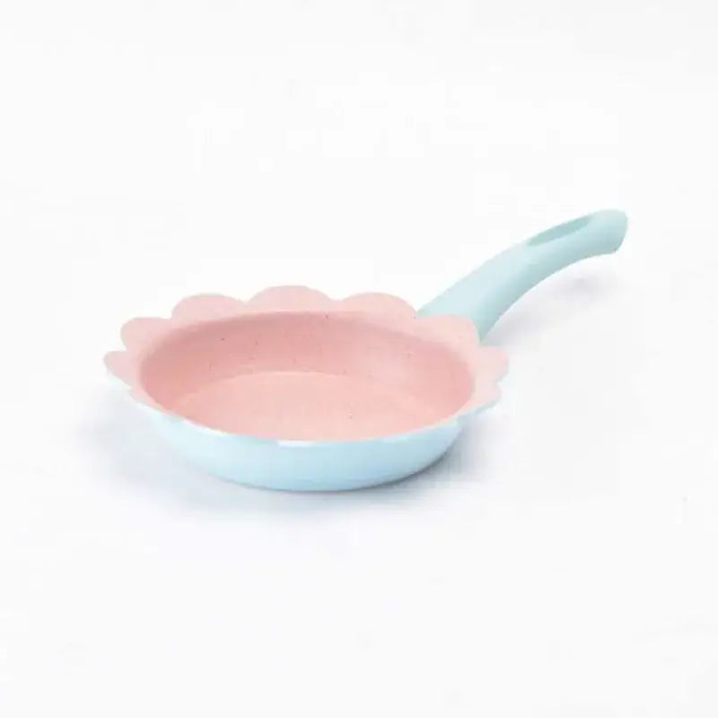 Flower edged pink & light blue baby food pot kitchen cookware set