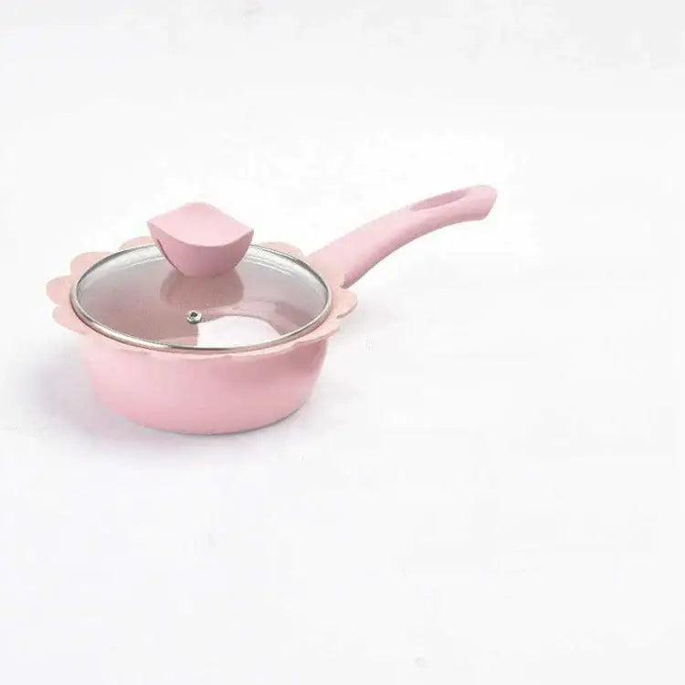 Flower edged pink & light blue baby food pot kitchen cookware set