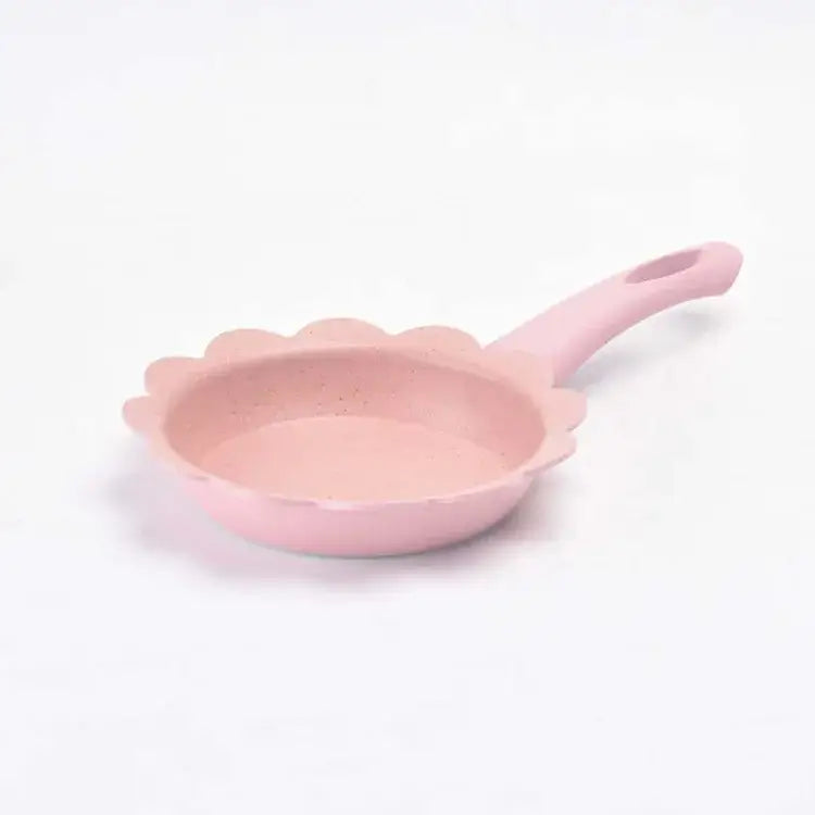 Flower edged pink & light blue baby food pot kitchen cookware set