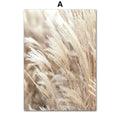 Beige & cream flower grass wall art canvas for living room