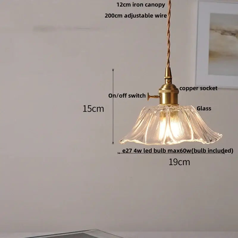 Fluted clear glass pendant light with brass finish – kitchen dining