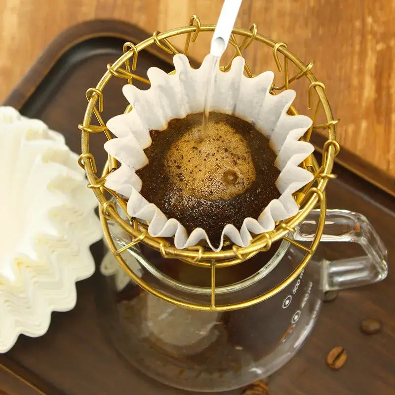 Fluted white disposable paper coffee filters kitchen basket style