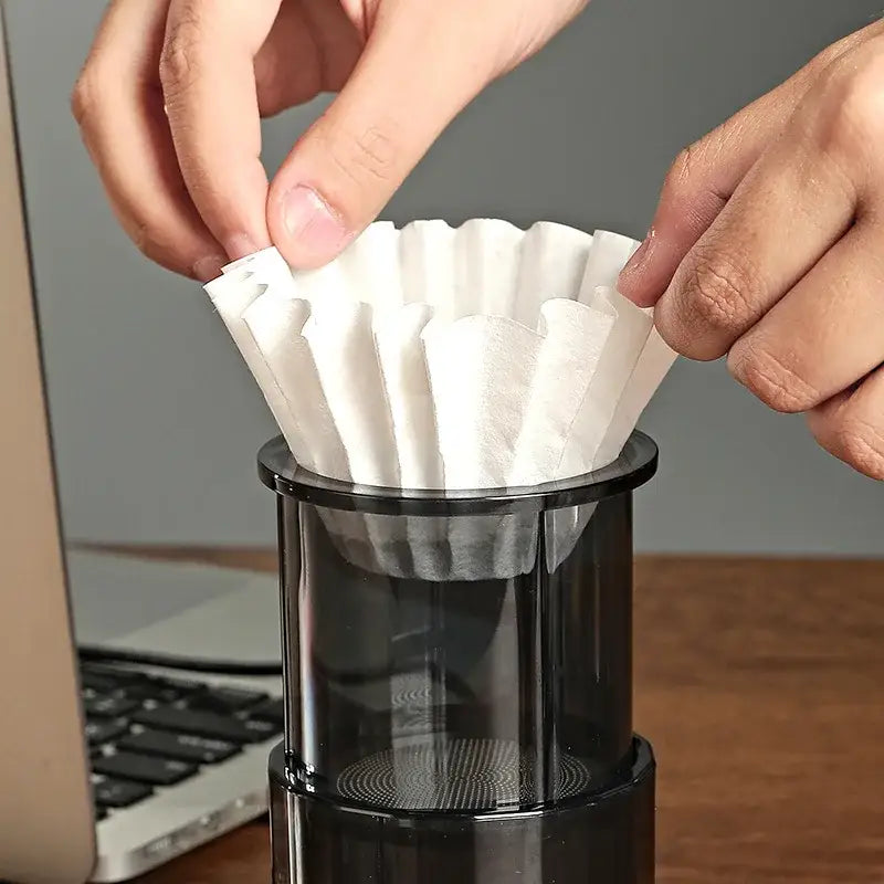 Fluted white disposable paper coffee filters kitchen basket style