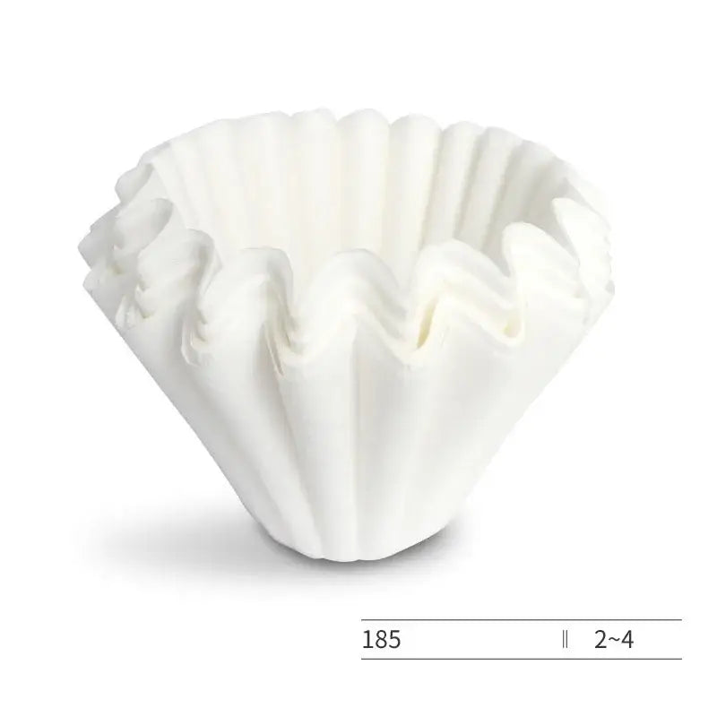 Fluted white disposable paper coffee filters kitchen basket style