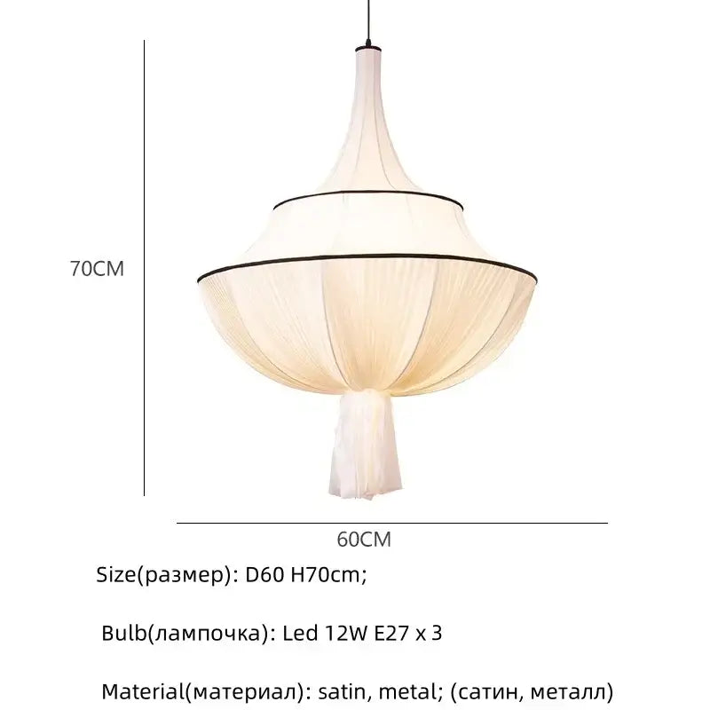 French fabric decorbites creamy e27 foyer chandelier bedroom light