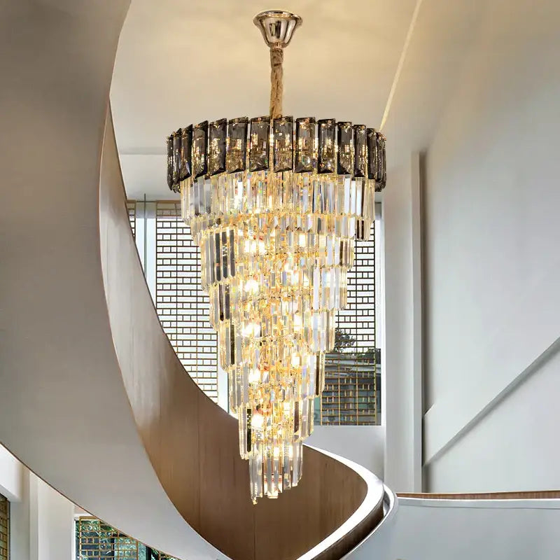 French luxury clear & amber crystal chandelier for living room
