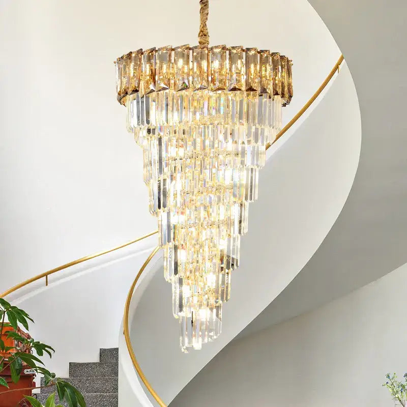 French luxury clear & amber crystal chandelier for living room