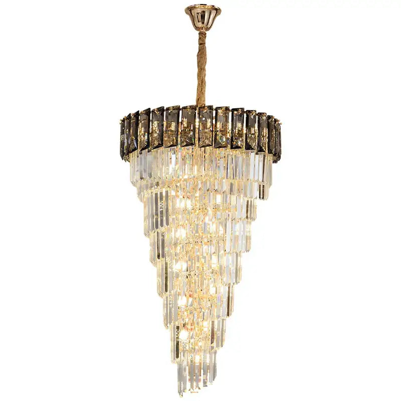 French luxury clear & amber crystal chandelier for living room