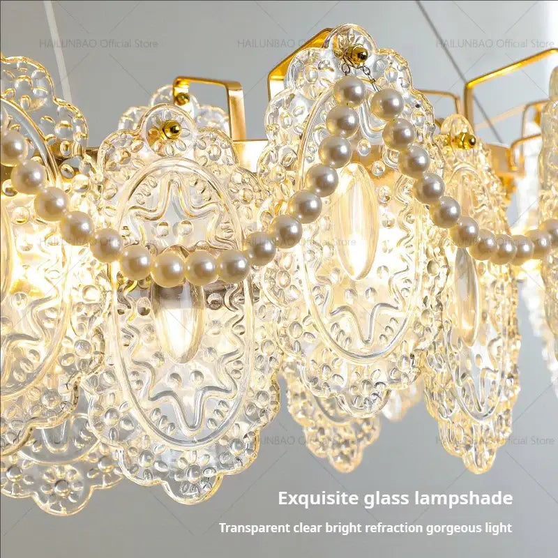 French luxury gold decorbites glass chandelier dining room lace crystal
