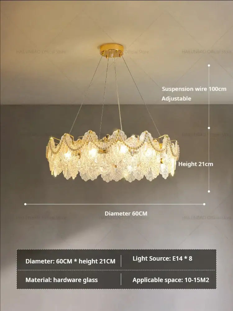 French luxury gold decorbites glass chandelier dining room lace crystal