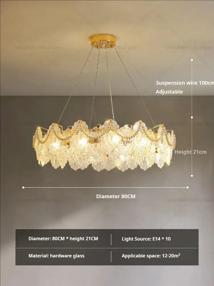 French luxury gold decorbites glass chandelier dining room lace crystal
