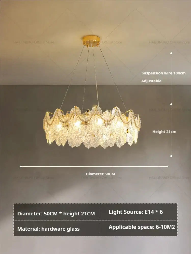 French luxury gold decorbites glass chandelier dining room lace crystal