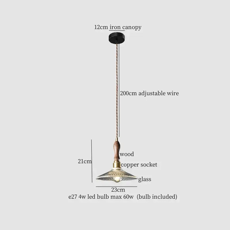 French style fluted clear glass led pendant light dining room