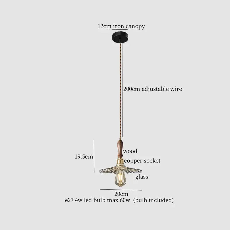 French style fluted clear glass led pendant light dining room